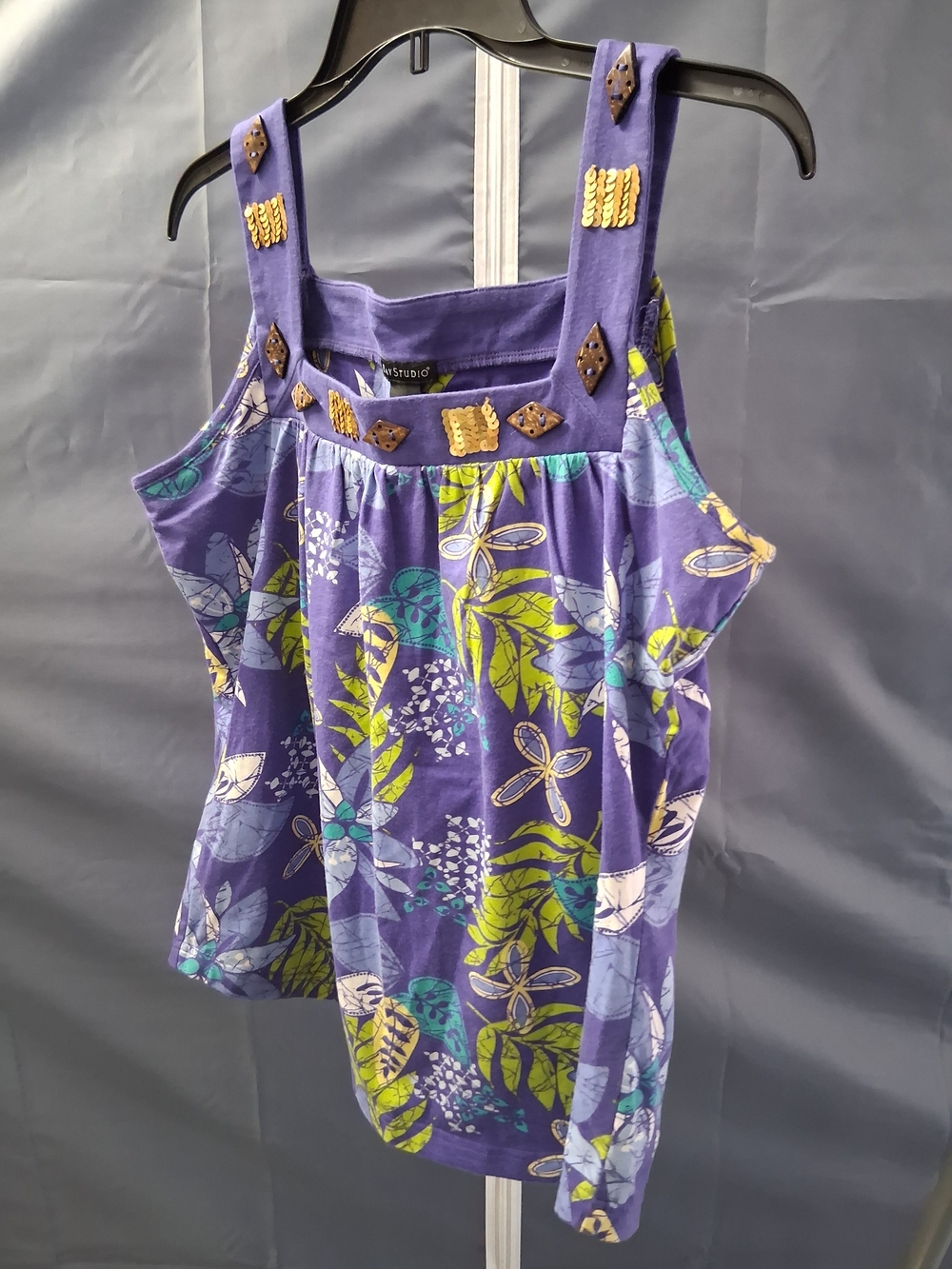 Bay Studio Purple Floral Embellished Tank